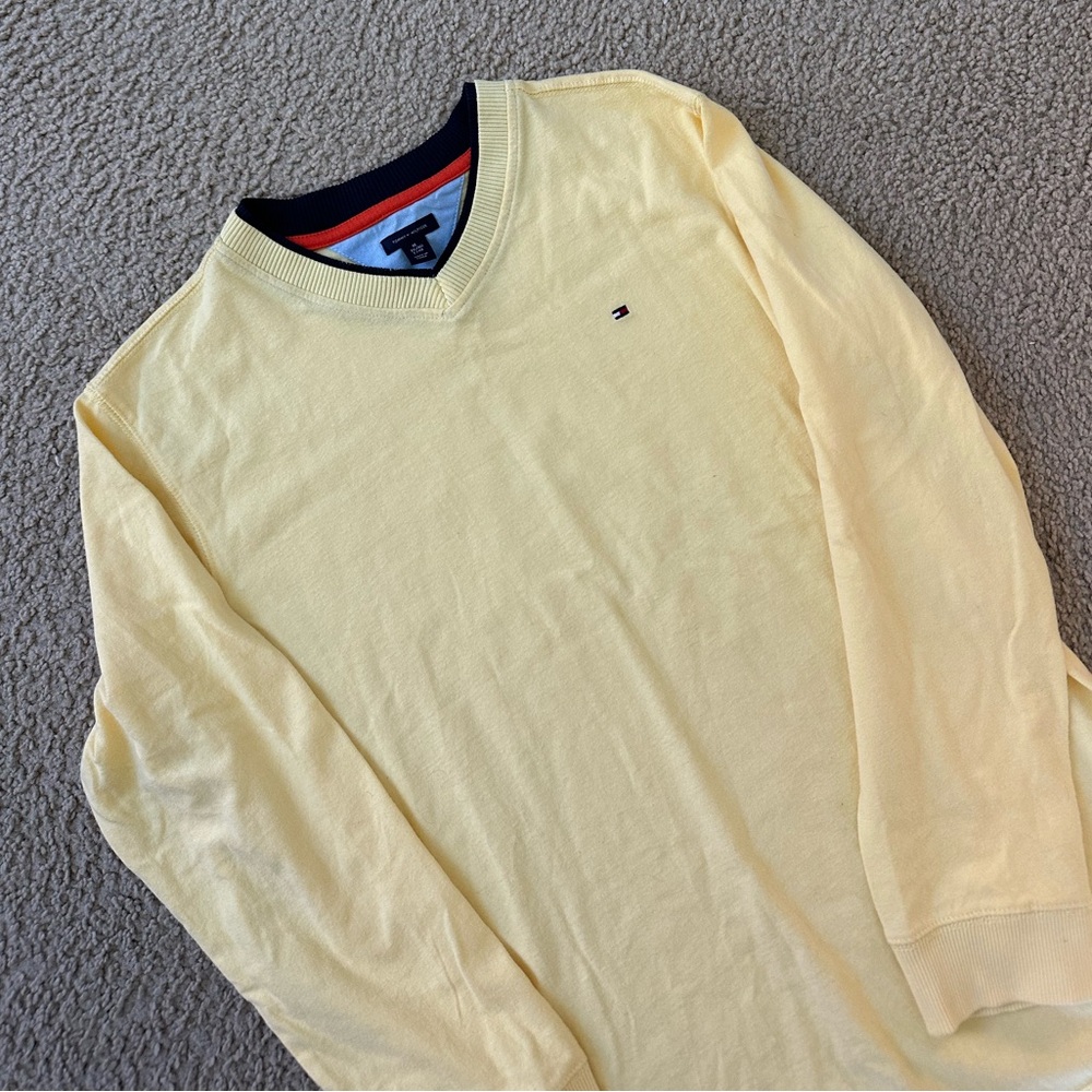 Tommy Hilfiger Knit Sweater Light Yellow Golf Crewneck